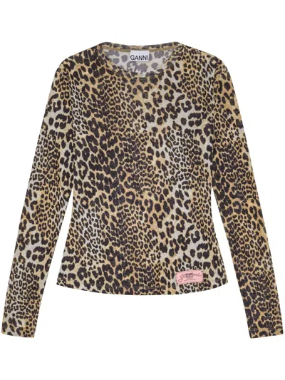 Ganni Leopard Print Top In Animal Print