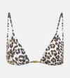 Ganni Leopard-print Triangle Bikini Top In Multicoloured