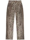 Ganni Leopard Print Barrel Jeans In Brown