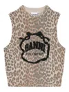 Ganni Leopard-print Vest In Brown