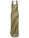 Ganni Leopard Print Viscose Long Dress In Animal Print
