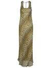 Ganni Leopard Print Viscose Long Dress