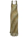Ganni Leopard Print Viscose Long Dress In Animal Print