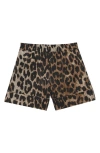 GANNI LEOPARD PRINT VOILE SHORTS