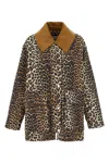 Ganni Long Sleeve Animal Print Jacket With Wide Collar