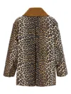 Ganni Leopard Printed Canvas Midi Puffer Jackets Brown In Animal Print