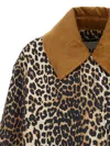 Ganni 'leopard Printed Canvas Midi' Jacket In Animal Print