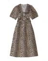 Ganni Leopard Print Midi Dress In Animal Print