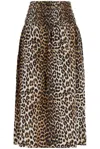 GANNI GANNI LEOPARD PRINTED MIDI SKIRT