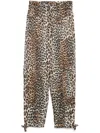 Ganni Washed Cotton Canvas Drawstring Pants In Almond Milk In Brown