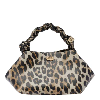 GANNI GANNI LEOPARD PRINTED SMALL BOU TOTE BAG 