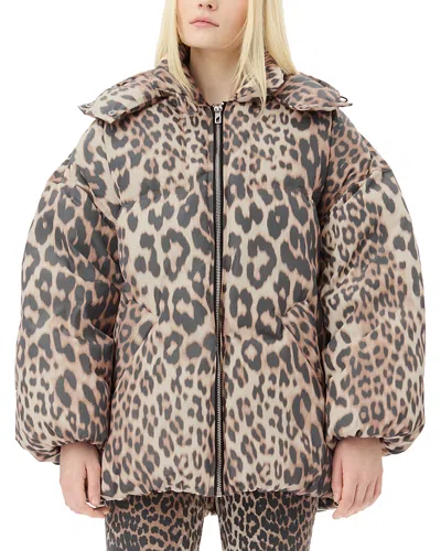 GANNI LEOPARD PUFFER DOWN JACKET