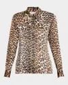 Ganni Leopard Print Canvas Overshirt In Leopard
