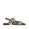 Ganni Multicolor Ballet Shoes With Double Buckle And All-over Leopard Print In Tech Fabric Woman In Multicolor