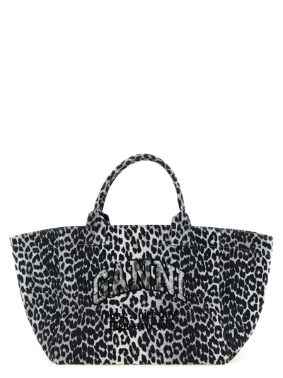 Ganni Leopard Sequin Xxl Tote Shopping Bag In Animal Print