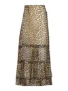Ganni Animal Print Flared Layered Leopard Skirt In Brown