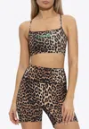 Ganni Leopard Sleeveless Cropped Top In Multicolor