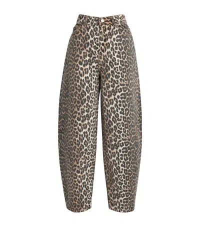 Ganni Printed Denim Jeans In Grey