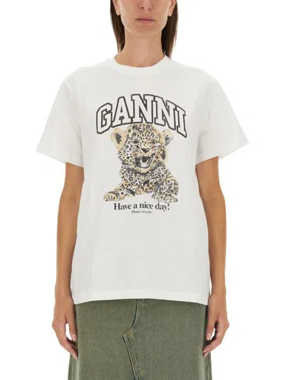 GANNI GANNI "LEOPARD" T-SHIRT