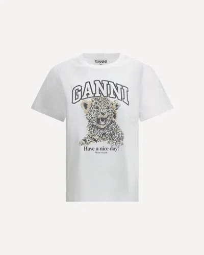 Ganni Leopard Print Relaxed Jersey T-shirt In Rosa