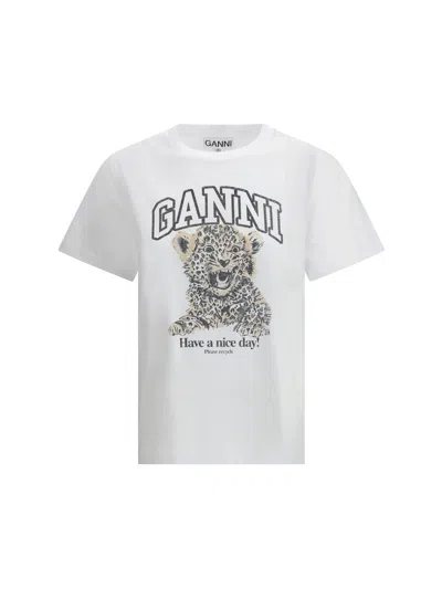 Ganni Leopard Print Relaxed Jersey T-shirt In Rosa