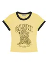 Ganni Short-sleeved T-shirt In Yellow