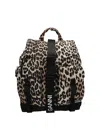 Ganni Leopard Printed Drawstring Backpack In Multicolor