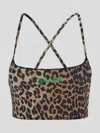 Ganni Leopard Sleeveless Cropped Top In Leopard