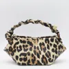 Ganni Leopard Print Mini Bou Bag With Twisted Handle In Animal Print
