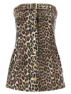 Ganni Print Denim Corsage Leopard In Multicolor