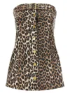 Ganni Print Denim Corsage Leopard In Multicolor