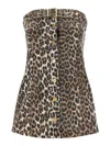 Ganni Print Denim Corsage Leopard In Multicolour