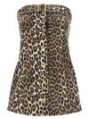 Ganni Print Denim Corsage Leopard In Multicolor