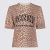 Ganni Leopard Print Wool Mix T-shirt
