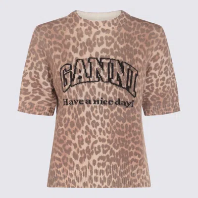 GANNI GANNI LEOPARD WOOL KNITWEAR