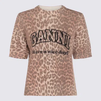GANNI GANNI LEOPARD WOOL KNITWEAR