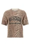 Ganni Leopard Print Wool Mix T-shirt