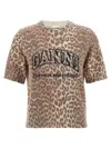 Ganni Leopard Print Wool Mix T-shirt