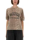 Ganni Leopard Print Wool Mix T-shirt