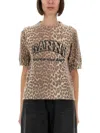 Ganni Leopard Print Wool Mix T-shirt