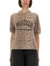 Ganni Leopard Print Wool Mix T-shirt
