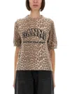 Ganni Leopard Print Short Sleeve Sweater