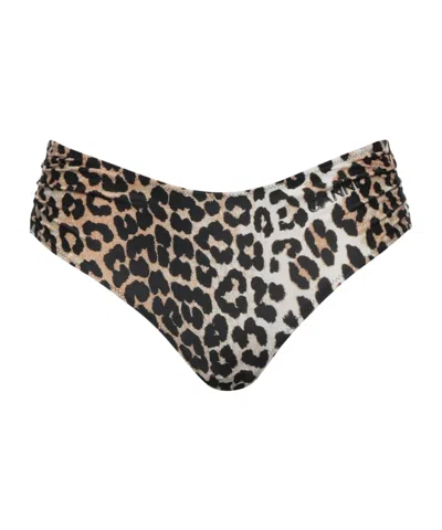 Ganni Leopardprint Bikini Bottoms In Animal Print