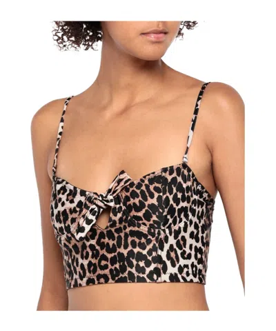 Ganni Leopard-print Bikinis In Black