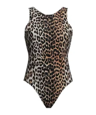 Ganni Leopard-print One-piece Swimsuit In Animal Print