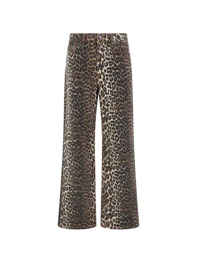 Ganni Leopard-print Trousers In Animal Print