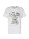 Ganni Basic Jersey Leopard Relaxed T-shirt Leopard In White