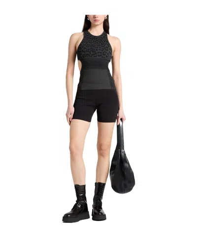 Ganni Leopard-print Vest In Black