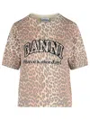 Ganni Leopard Print Short Sleeve Sweater In Animal Print