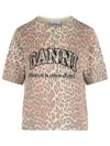 Ganni Leopard Wool T-shirt In Animal Print